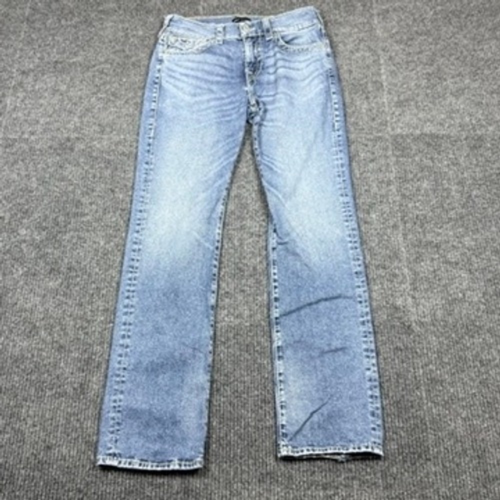 True Religion Ricky Relaxed Straight Big T Flap Pocket Jeans Light Wash 32
